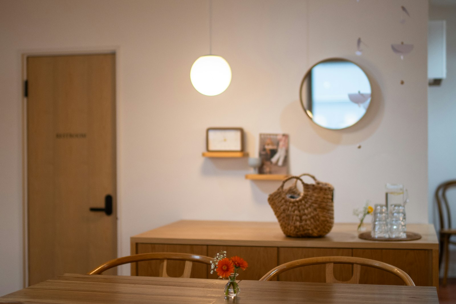 Cozy cafe interior with warm lighting